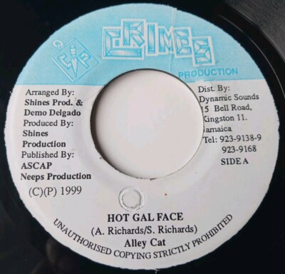 Alley Cat - Hot Gal Face / Subzero Riddim Vinyl 45 - 1999 Crimes Production  