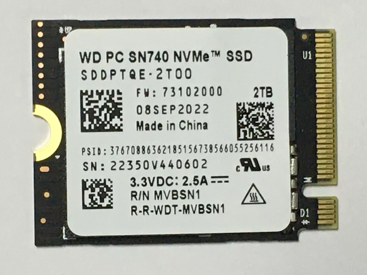 WD PC SN740 2TB M.2 2230 SSD NVMe PCIe4x4 For Steam Deck ASUS ROG