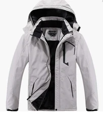MOERDENG Men's Waterproof Ski Jacket Warm Winter Snow Coat Mountain Gray Small