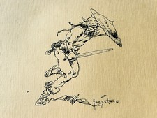 1980s FRANK FRAZETTA Barbarian Sketch Numbere...