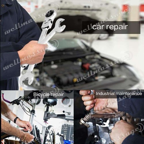 12x Metric 8-19mm Flexible Head Ratcheting Spanner Gear Ratchet Wrench CrV Set - Picture 7 of 12