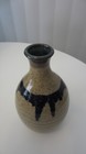 Salt Glaze Cobalt Drip Pottery Bottle Vase Signed Base — photo 5