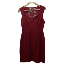 Connected -Size 8 -Short Sleeve Bright Red Dress & Lace Classic Party DateNight
