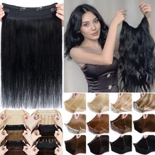 100 Remy Human Wire/Clip in Hair Extensions Hidden Ring One Piece Headband