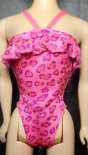 Vintage 1998 Florida Vacation Barbie Pink Animal Print Swimsuit Only Mattel