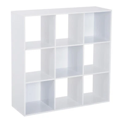 HOMCOM Libreria Bianca dal Design Moderno con 9 Scomparti, Casa e Ufficio, 91x30x91cm