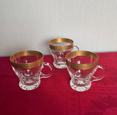 3 Bowle- , Punchgläser von Theresienthal, Serie Concord mit Mintonborde Goldrand