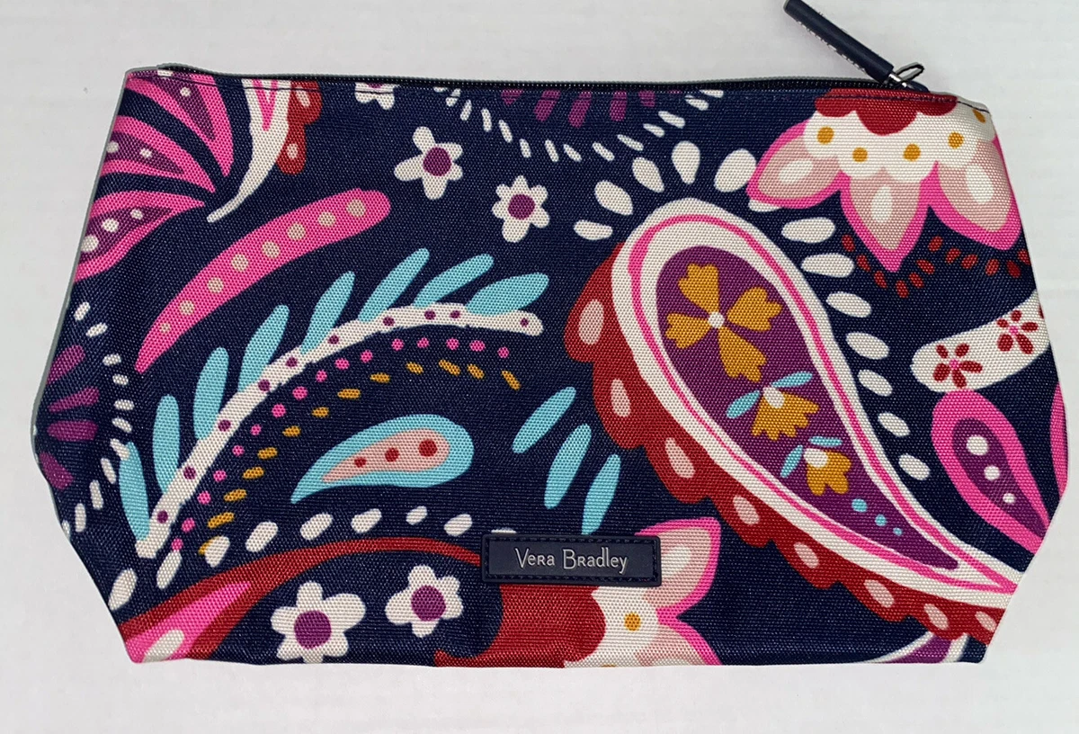 Vera Bradley Lighten Up Large Cosmetic Bag, PAINTED PAISLEY, Travel Zip Case  | eBay