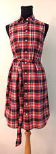 New J.Crew Factory sz 0 Sleeveless belted shirt dress plaid print bt362 3740