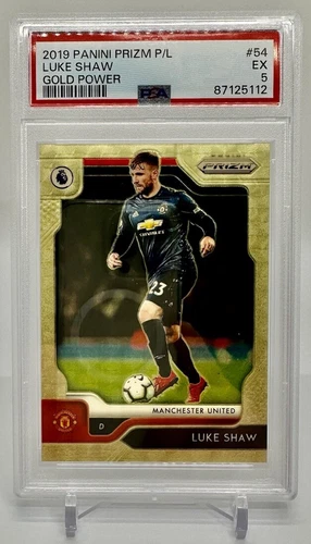 2019 Panini EPL Prizm Soccer Luke Shaw Gold Power /5 PSA 5 POP 1