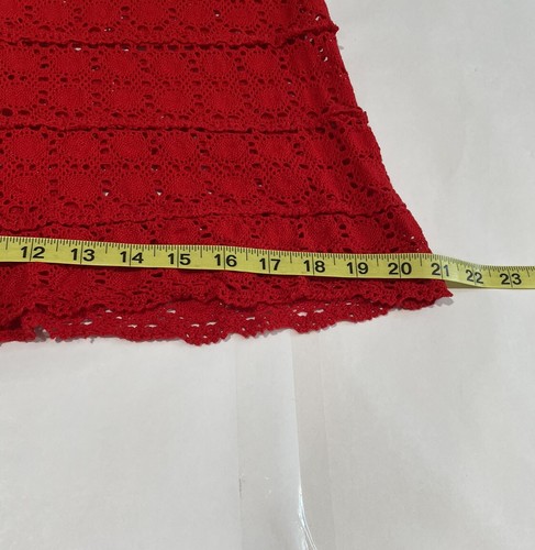 VTG Crochet Dress Red Mini Fit Flare Cotton SZ XS / S (Mexico ?) - Picture 14 of 17