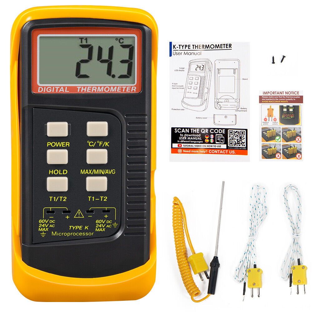 6802 II Dual Channel K Type Digital Thermocouple Thermometer Measurement  Gauge