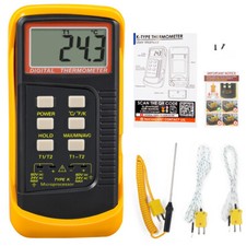Dual Channel K Type Digital LCD Thermocouple Thermometer Measurement Gauge