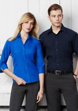 Biz Collection Women Ladies Plain Oasis 3/4 Sleeve Shirt Open neckline Curve Hem