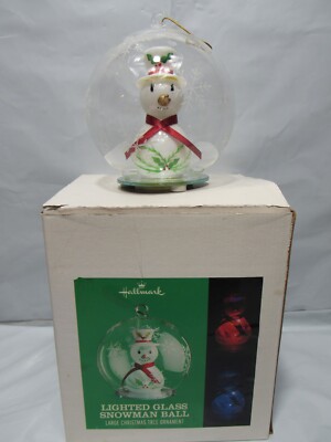 Hallmark Keepsake Lighted Snowman Glass Ball Lighted Ornament  (M2M)