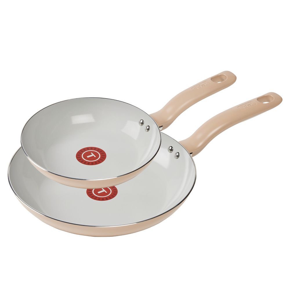 Керамическая сковорода для жарки T-Fal 2pk Simply Cook бежевого цвета