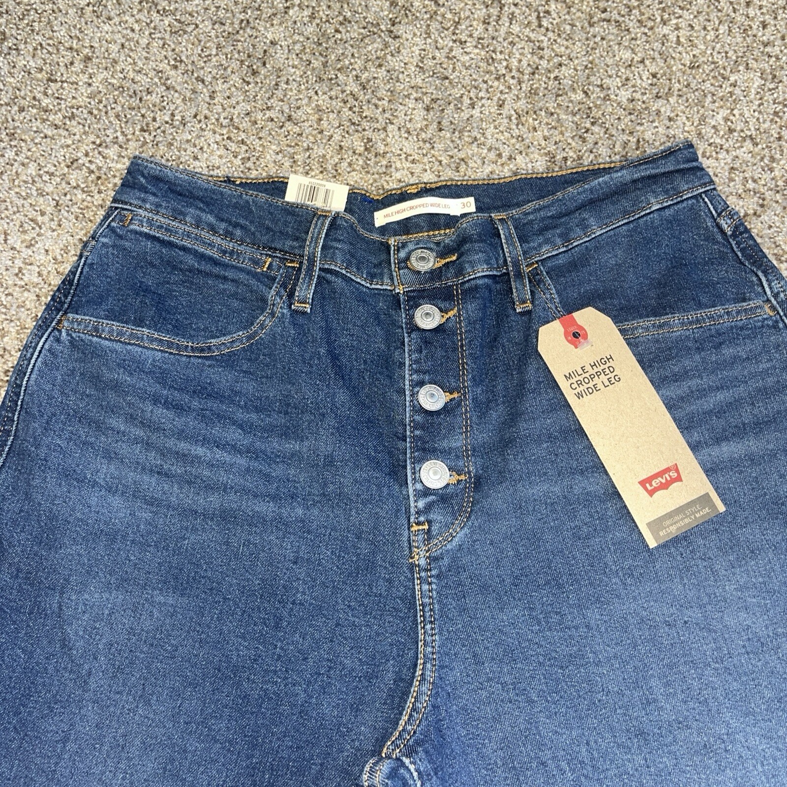 Levi’s Mile High Cropped Wide Leg Dark Wash Jeans Womens Size 30 NWT - View 2