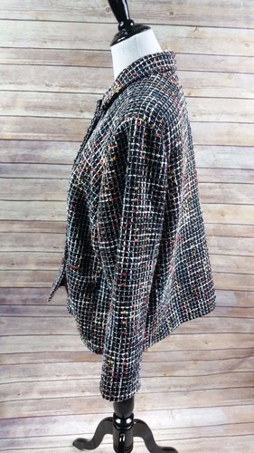 Women's CJ Banks Blazer Jacket Tweed Colorful Lined Pockets Size X - Picture 3 of 6