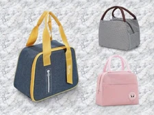 Lunch Box Set Bento + Carry Bag + Utensil Pouch Microwavable Food Container NWT