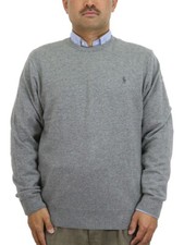 Polo Ralph Lauren Solid Crewneck Wool Sweater with Pony - Grey - Sz: XL