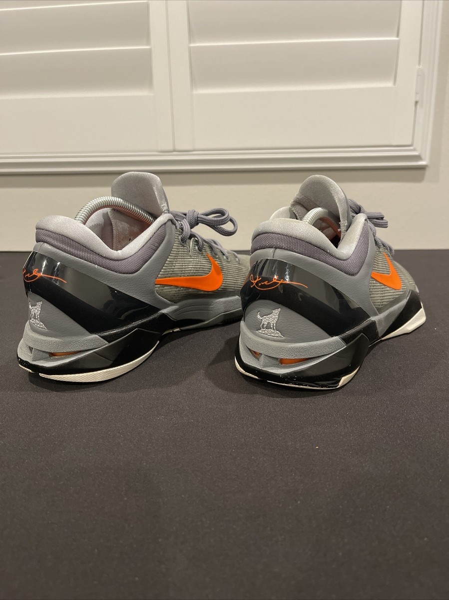 Mens NIKE ZOOM KOBE VII 7 SYSTEM WOLF GREY ORANGE PROTRO 488371