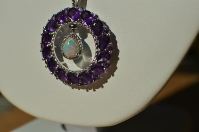 7,64ct AZ SB Türkis/Opal/Wendeanhänger & 20'' Kette platiniert
