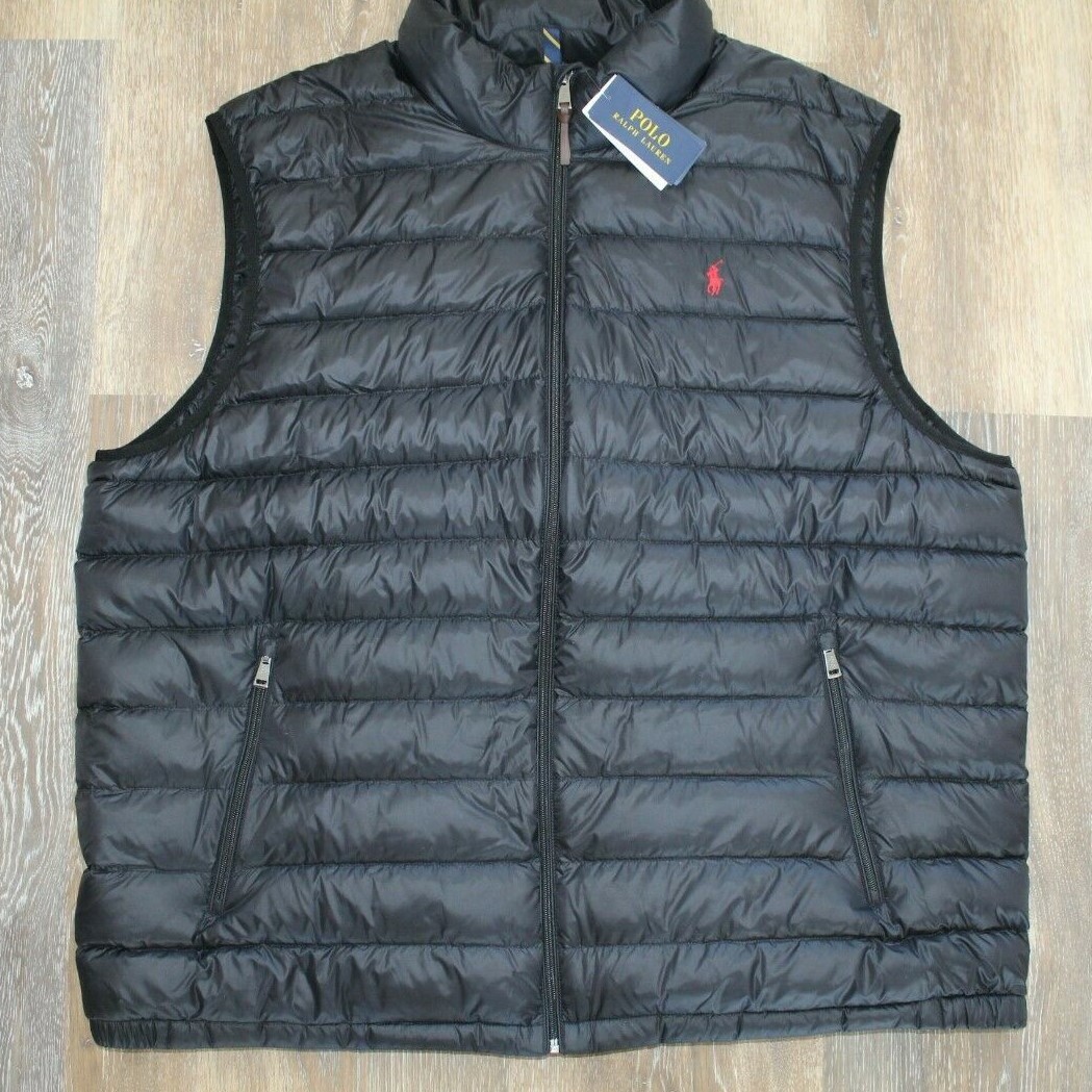 NWT Polo Ralph Lauren Men's Zip Down Vest Black Red 4XB | eBay