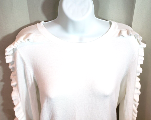 Philosophy White Ruffle Sleeve Sweater Womens Medium NWT