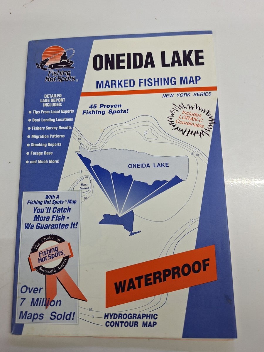 Oneida Lake NY Fishing Hot Spots Hydrographic Contour Map Walleye