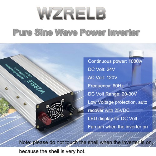 24V auf 120V 1000W Reiner Sinus Wechselrichter Stromwandler LKW Camping Auto Wohnmobil Haus - Bild 3 von 6