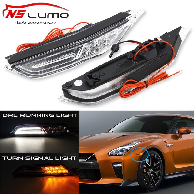 Led Side Marker Lights DRL Running Turn Signal Lamp for Nissan GTR R35