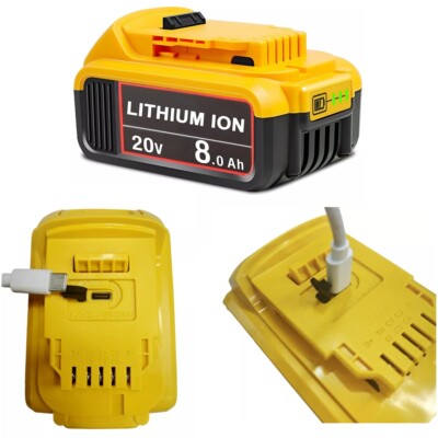 2Pack 20V 8.0AH Max XR Lithium Battery For DeWalt DCB204 DCB205 with Type C Port