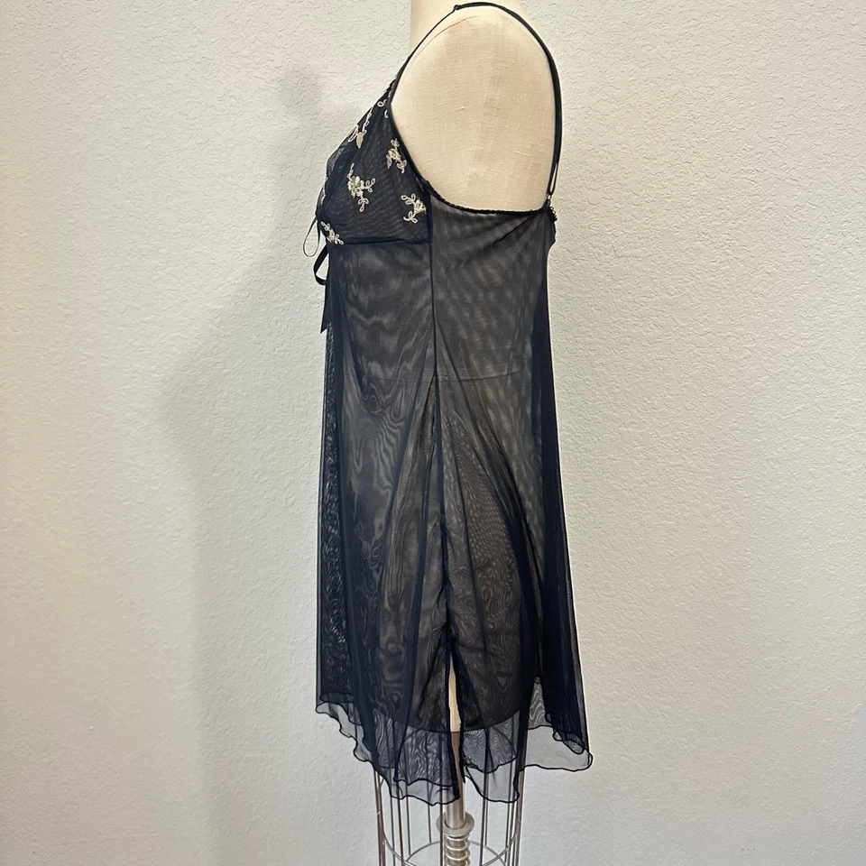 LISE CHARMEL скольжения платье женщин США 14 черный вышитый Chemise чистый Babydoll - Изображение 4 из 4
