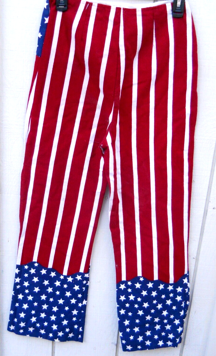 VINTAGE WOMEN'S 70'S HEAVY COTTON STARS & STRIPE BELLBOTTOM