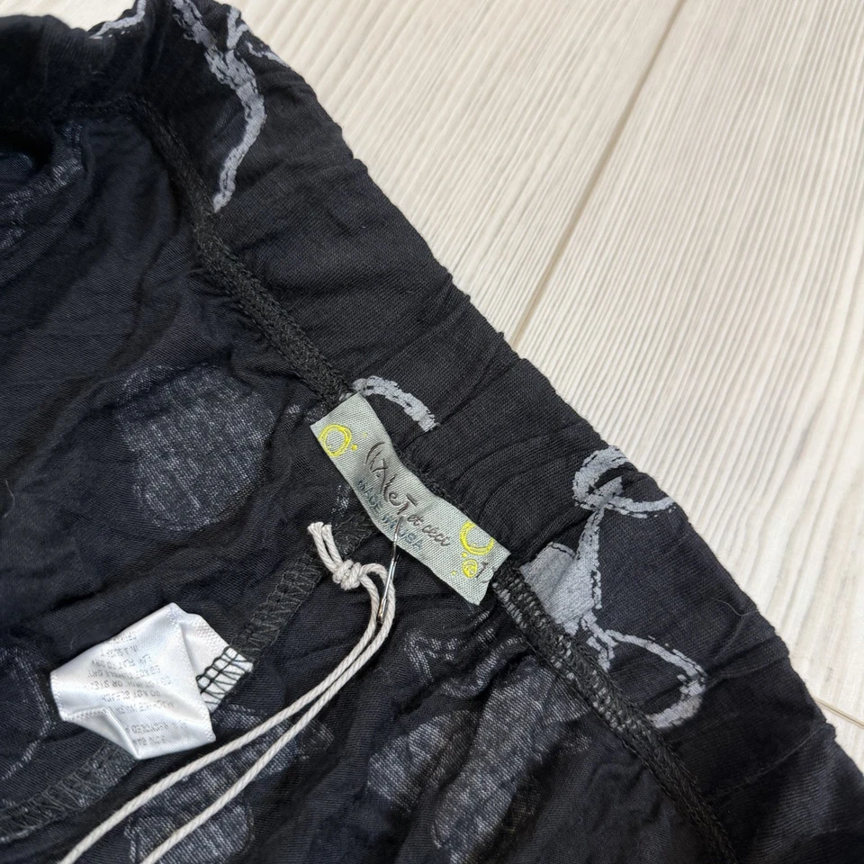 全新带标签 Chalet Et Ceci 1X 撒哈拉裤子黑色印花褶皱球衣弹力拉 — 第 4/4 张图片