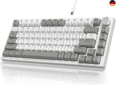 Ajazz AK820 Mechanische Tastatur mit Knopf,75% ANSI-Layout,81 Tasten,Kabelgebund