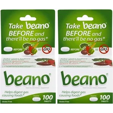 2 Pack - Beano Food Enzyme Dietary Supplement, Tablets, 100 Each
