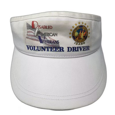 SAN SUN Visor Hat White Green OS Disabled American Veterans Volunteer Driver