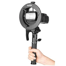 GODOX S2 Speedlite Bracket Bowens Mount Holder + Cold Shoe Flash Mount for 