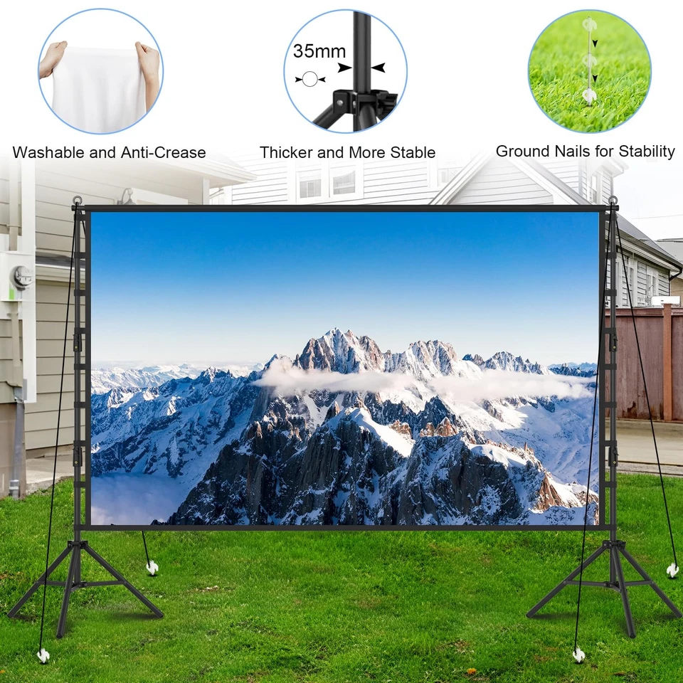 Outdoor Projector Screen with Stand, TOWOND 200 Inch Portable Projection Screen - Image 4 of 4