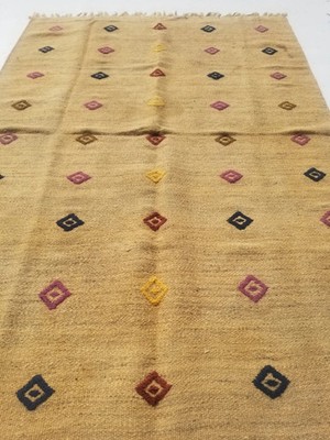 Vintage Traditional Handmade Moroccan  Wool Beige Kilim 5.7x3.10ft