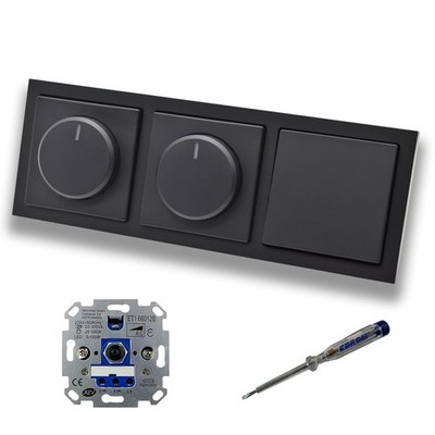 REV Ritter (2x) LED Dimmer Busch Jäger Kreuzschalter schwarz matt