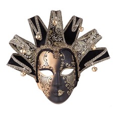 10" x 20" Luxurious Gold Black Carnival Jester Halloween Mardi Gras