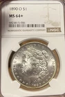 1890-O NGC MS64+ PQ Morgan Silver Dollar