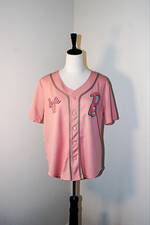 Barbie Pink Button-Front Jersey V-Neck Short Sleeve Graphic Top Women’s S