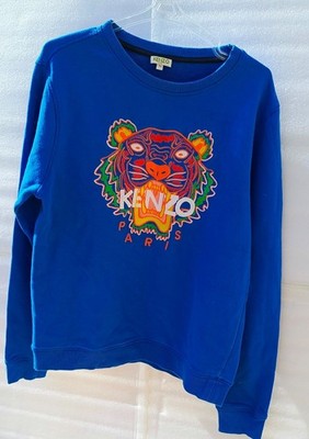 Authentic KENZO Paris Blue Tiger Embroidered Sweatshirt - Small / Fitted Fit