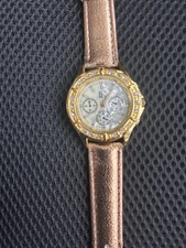 IK Quartz Damenuhr,40 mm mit 18 Strasssteinen mit Lederband – Ungetragen/ NEU