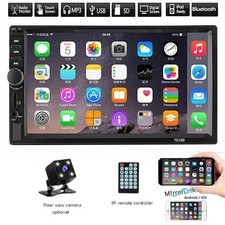 7" Double 2 DIN Car MP5 Player Bluetooth Touch Screen Stereo Radio With Camera