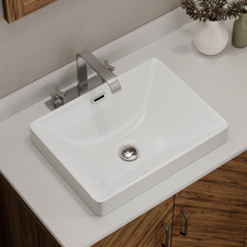 Los Flexi 17"x13" Rectangular Semi Recessed Ceramic Vessel Sink with Overflow