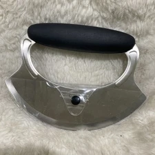 Amco Mezzaluna Stainless Steel With Non Slip Silicone Handle Silver